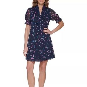 DKNY NWT tie neck shift dress